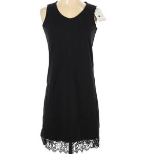 Wendy Williams LBD NWT Black sleeveless Dress with scoopneck & lace at hemline.